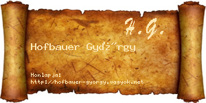 Hofbauer György névjegykártya